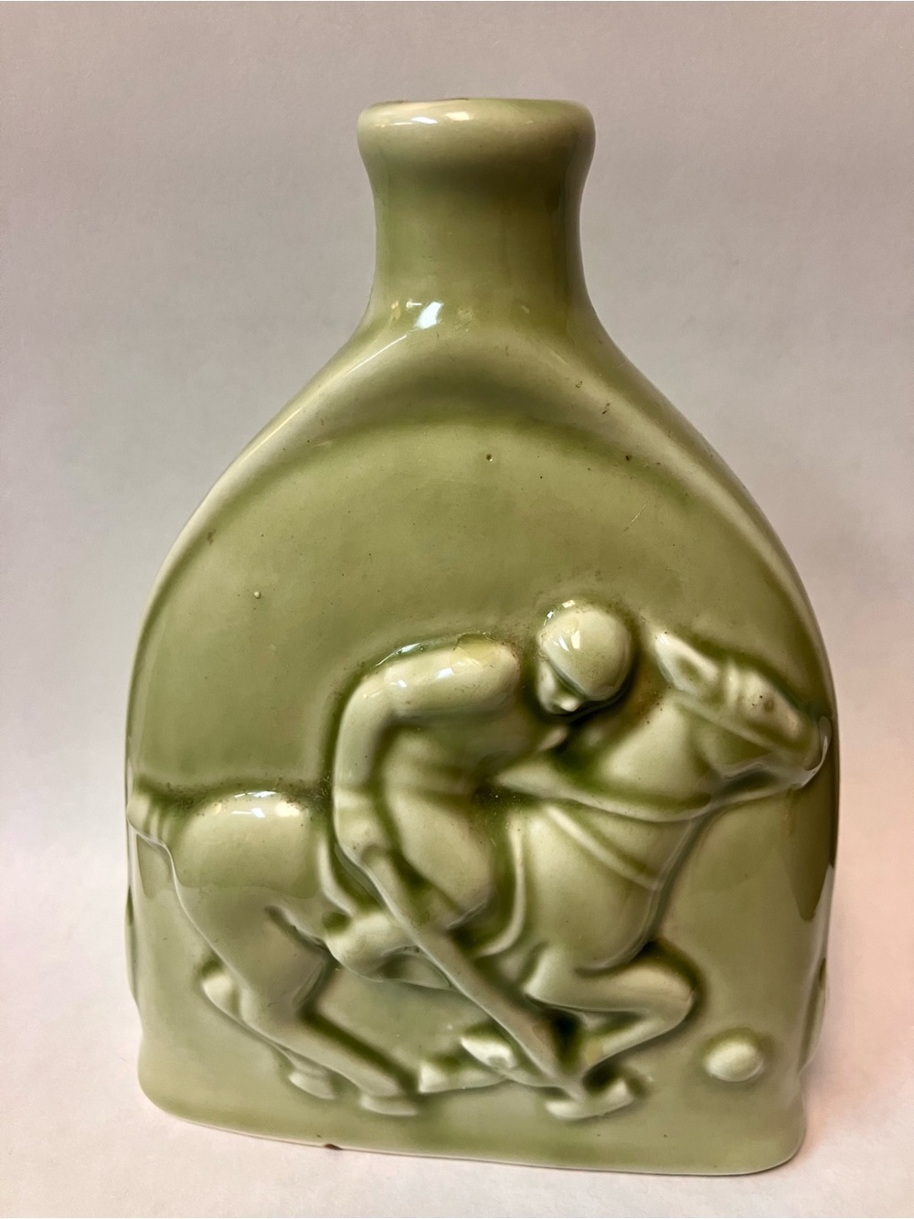 L’Ore Celadon Green Glazed Ceramic Vintage Cologne Bottle